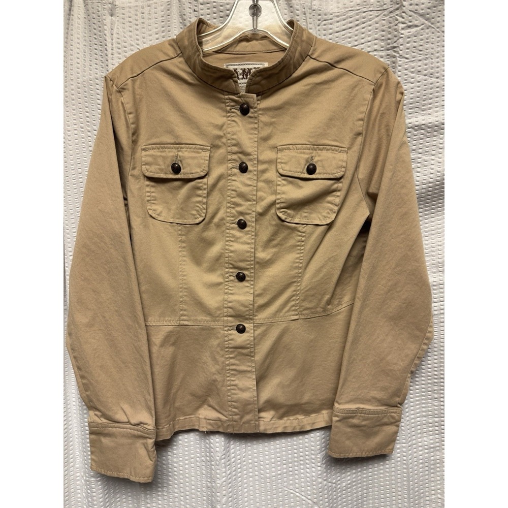 Vintage AMX Women's Size M Tan Utility Jacket Lightweight Stretch Comfort